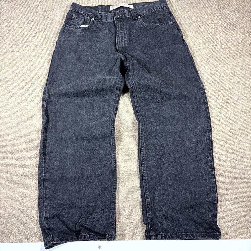 Arizona Relaxed Jeans Mens 36x30 Black Denim Cotton Mid Rise Straight Leg Travel
